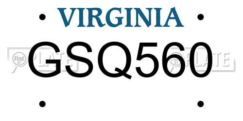 GSQ560 Virginia License Plate