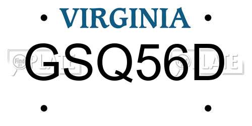 GSQ56D Virginia License Plate