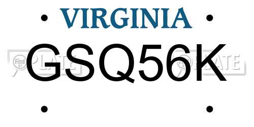 GSQ56K Virginia License Plate