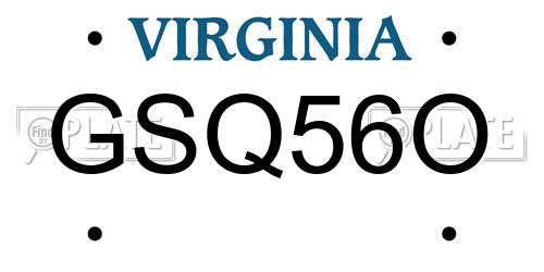 GSQ56O Virginia License Plate