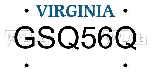 GSQ56Q Virginia License Plate