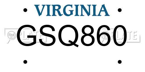 GSQ860 Virginia License Plate