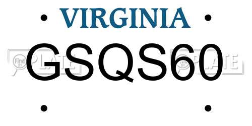 GSQS60 Virginia License Plate