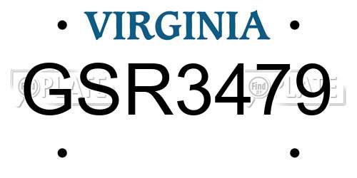 GSR3479 Virginia License Plate