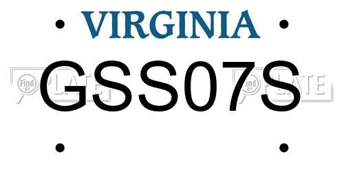 GSS07S Virginia License Plate