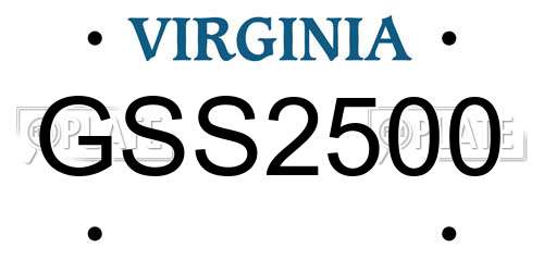 GSS2500 Virginia License Plate