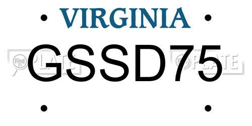 GSSD75 Virginia License Plate