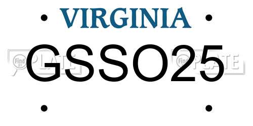 GSSO25 Virginia License Plate
