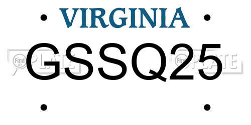 GSSQ25 Virginia License Plate