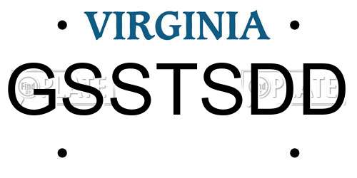 GSSTSDD Virginia License Plate