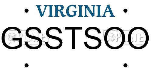 GSSTSOO Virginia License Plate