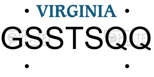 GSSTSQQ Virginia License Plate
