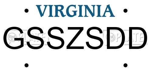 GSSZSDD Virginia License Plate