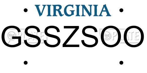 GSSZSOO Virginia License Plate