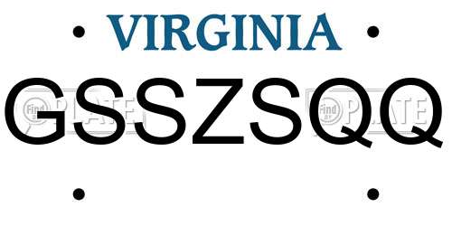GSSZSQQ Virginia License Plate
