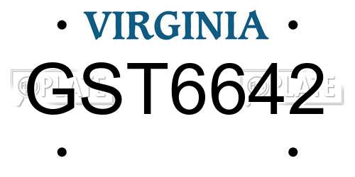 GST6642 Virginia License Plate