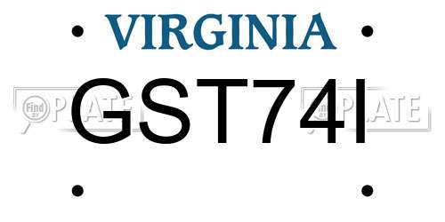 GST74I Virginia License Plate