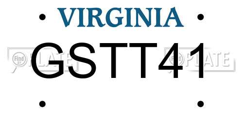 GSTT41 Virginia License Plate