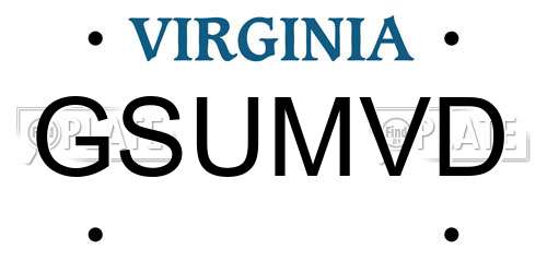 GSUMVD Virginia License Plate