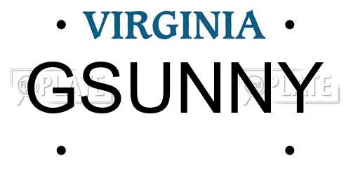 GSUNNY Virginia License Plate