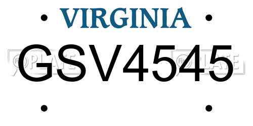 GSV4545 Virginia License Plate
