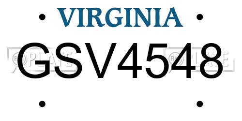GSV4548 Virginia License Plate