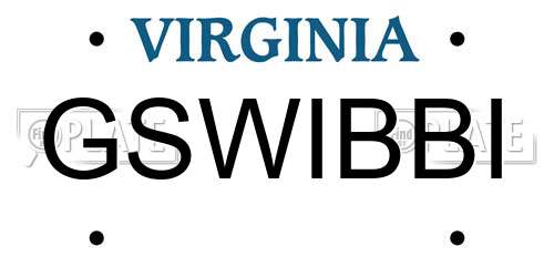 GSWIBBI Virginia License Plate