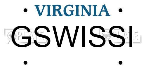 GSWISSI Virginia License Plate
