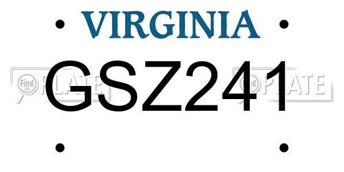 GSZ241 Virginia License Plate