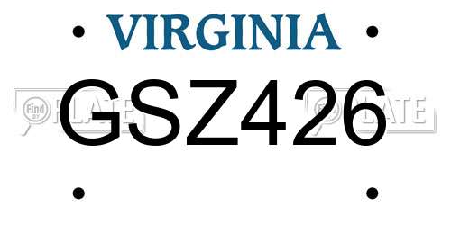 GSZ426 Virginia License Plate