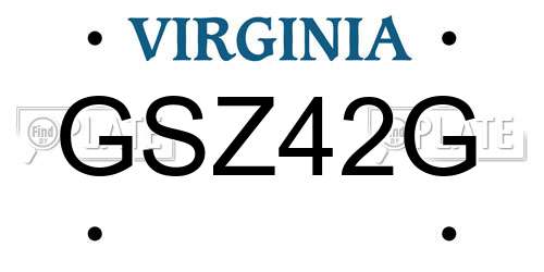 GSZ42G Virginia License Plate
