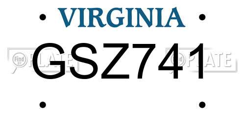 GSZ741 Virginia License Plate