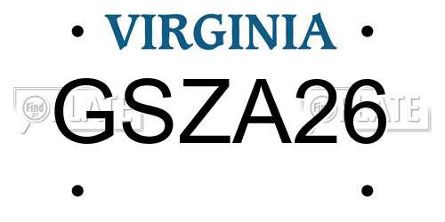 GSZA26 Virginia License Plate
