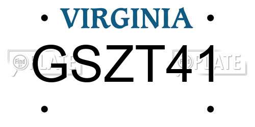GSZT41 Virginia License Plate