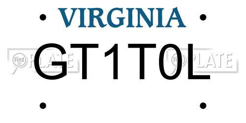 GT1T0L Virginia License Plate