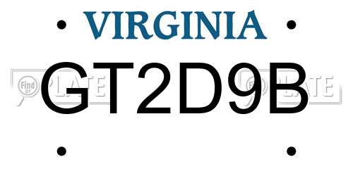 GT2D9B Virginia License Plate
