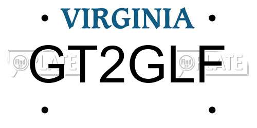 GT2GLF Virginia License Plate