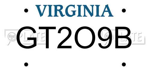 GT2O9B Virginia License Plate