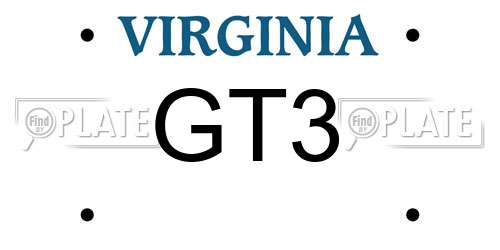 GT3 Virginia License Plate