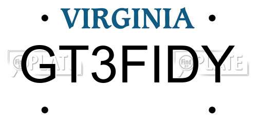 GT3FIDY Virginia License Plate