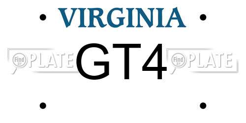 GT4 Virginia License Plate