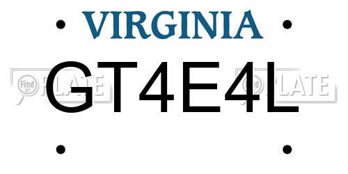 GT4E4L Virginia License Plate
