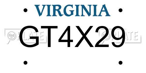 GT4X29 Virginia License Plate