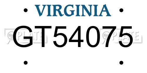 GT54075 Virginia License Plate