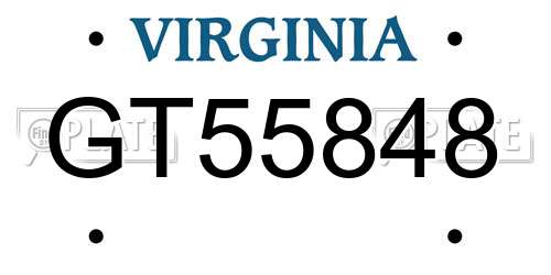 GT55848 Virginia License Plate