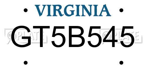 GT5B545 Virginia License Plate