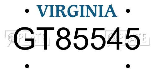 GT85545 Virginia License Plate