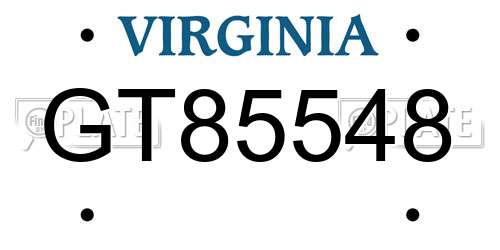 GT85548 Virginia License Plate