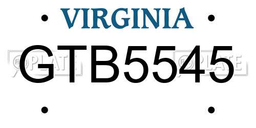 GTB5545 Virginia License Plate
