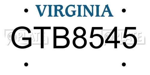 GTB8545 Virginia License Plate